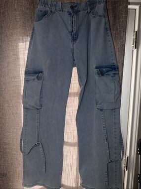 VIP Slate Blue Wide-Leg Cargo Pants